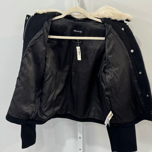 NWT Madewell Sherpa-Collar Asymmetric Zip-Front Jacket Wool Blend Medium NS383 - Picture 5 of 13